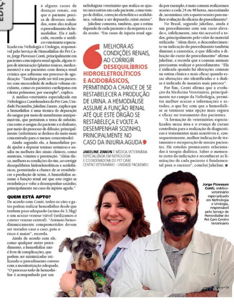 Matéria exclusiva com o Dr Jorge Conti Médico Veterinário Especialista em nefrologia e Urologia Veterinária em Cães e Gatos em São Paulo